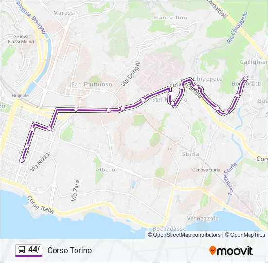 Percorso linea bus 44/