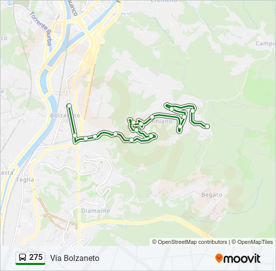 Percorso linea bus 275