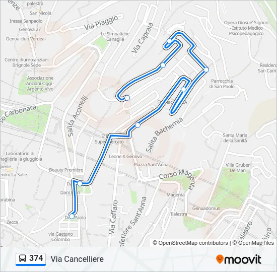 374 Bus Line Map