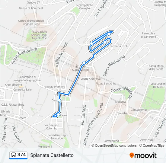 374 Bus Line Map