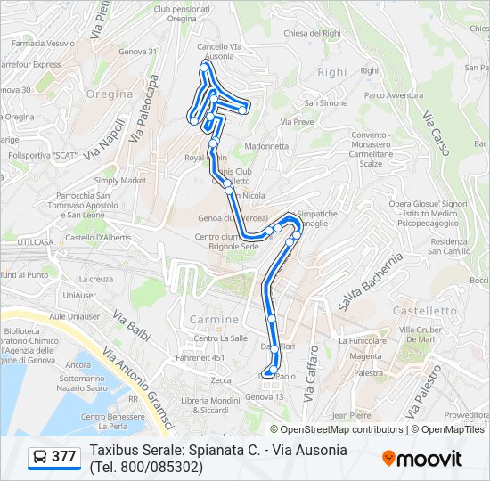 Percorso linea bus 377