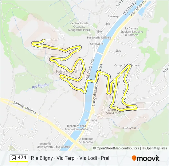 474 Bus Line Map
