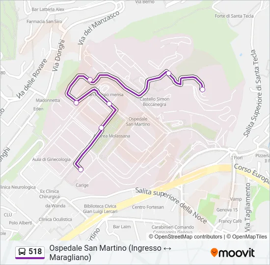 518 Bus Line Map