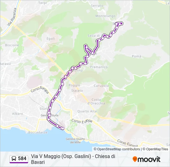 584 Bus Line Map