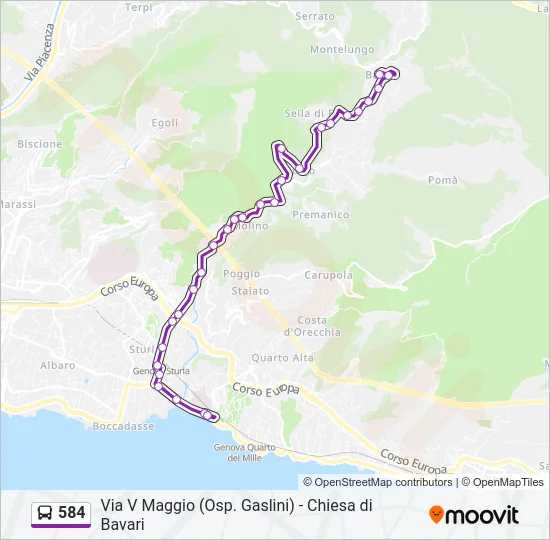 584 Bus Line Map