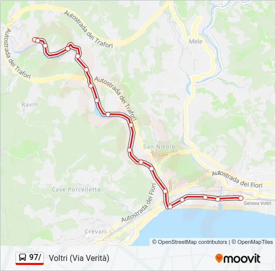 Percorso linea bus 97/
