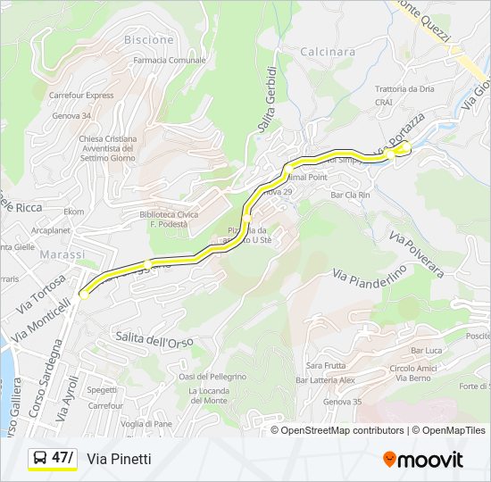 Percorso linea bus 47/