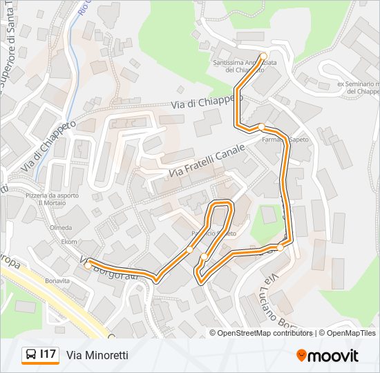 Percorso linea bus I17