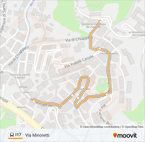 Percorso linea bus I17