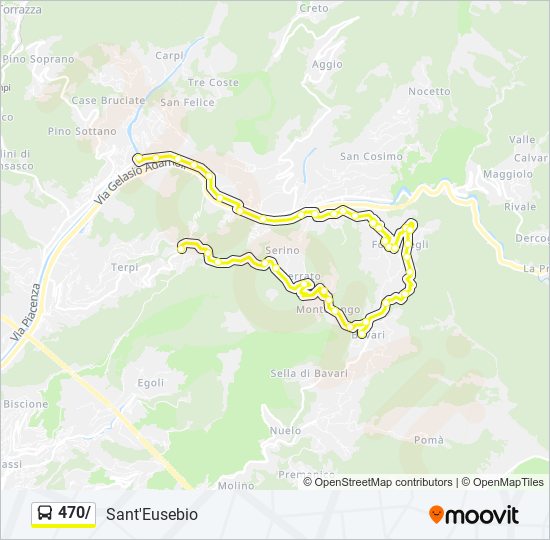 Percorso linea bus 470/