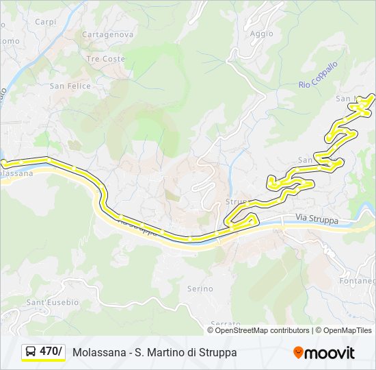 Percorso linea bus 470/