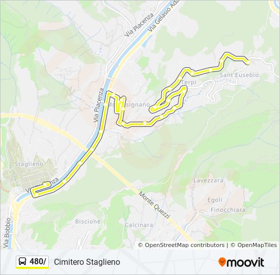 Percorso linea bus 480/