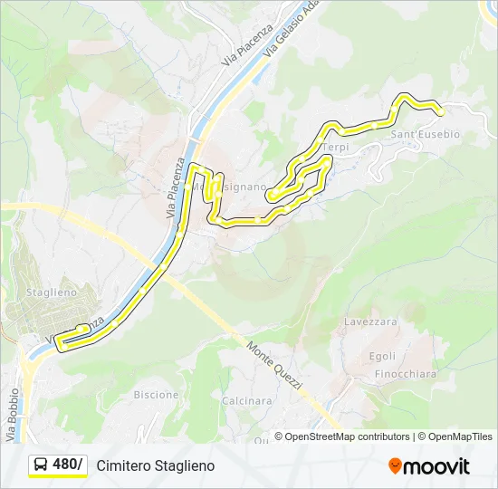 Percorso linea bus 480/