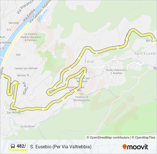 Percorso linea bus 482/