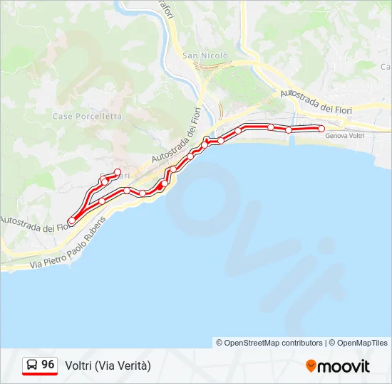 96 Bus Line Map
