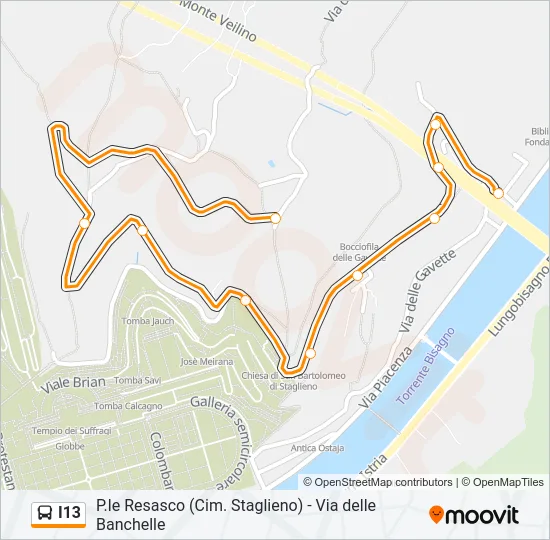 I13 Bus Line Map