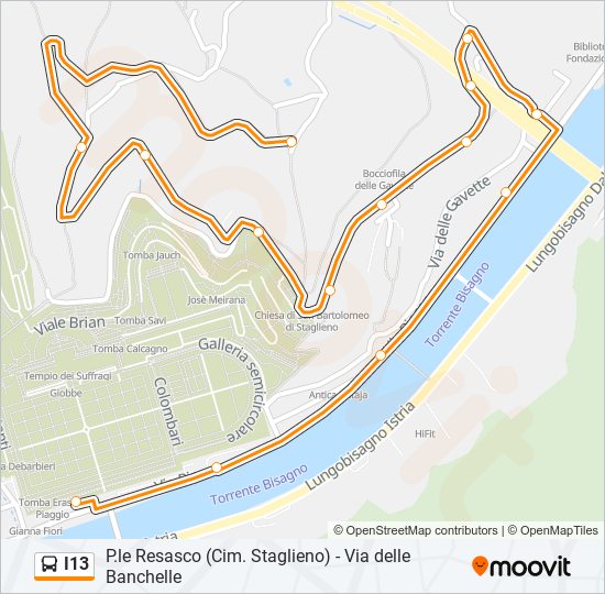 Percorso linea bus I13