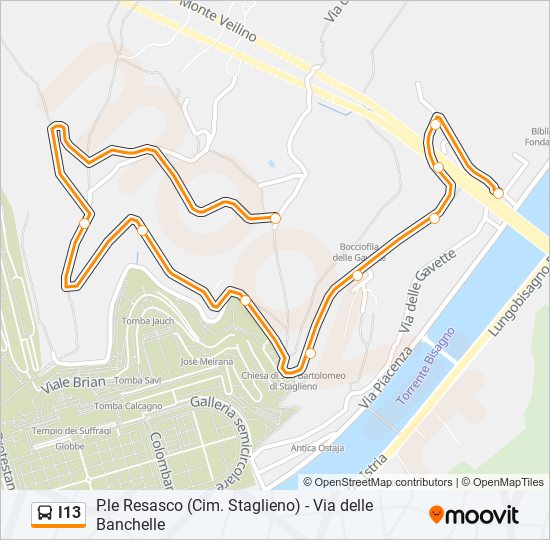 Percorso linea bus I13