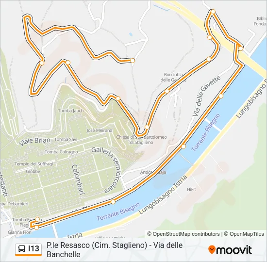 I13 Bus Line Map