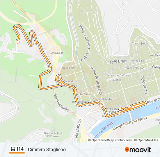 Percorso linea bus I14