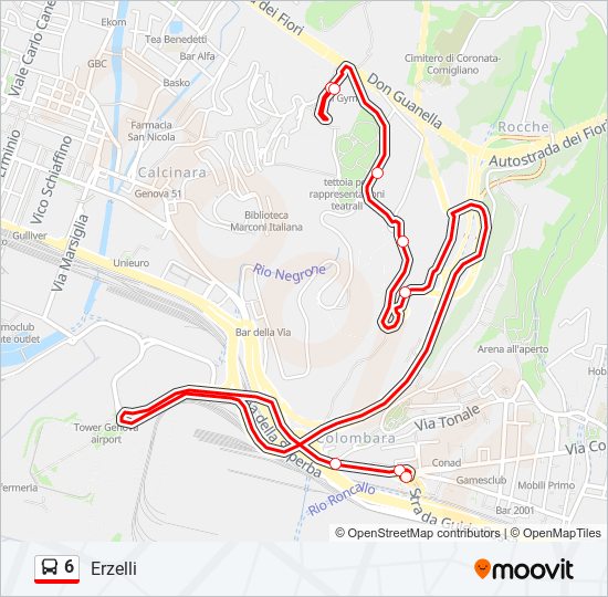 Percorso linea bus 6