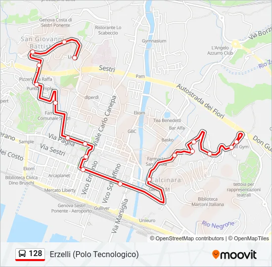128 Bus Line Map