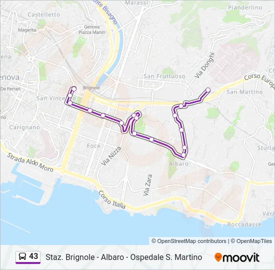 43 Bus Line Map