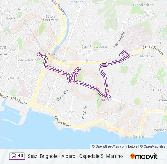 43 Bus Line Map