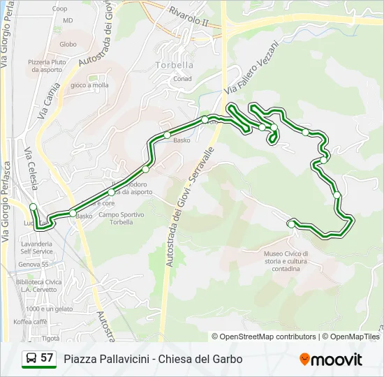 57 Bus Line Map