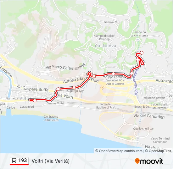 193 Bus Line Map