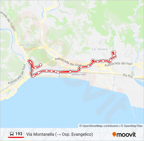 193 Bus Line Map