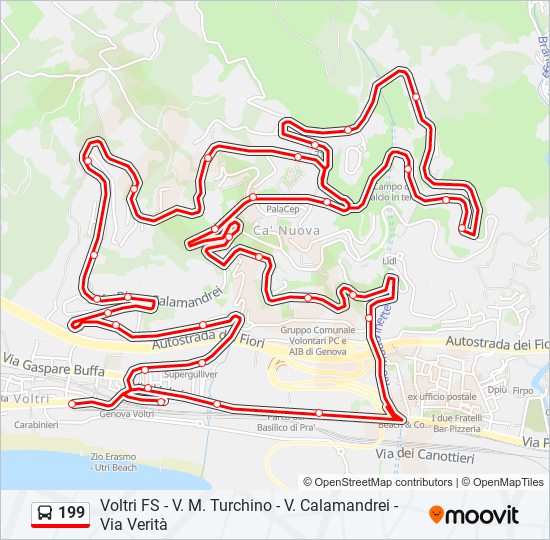 Percorso linea bus 199
