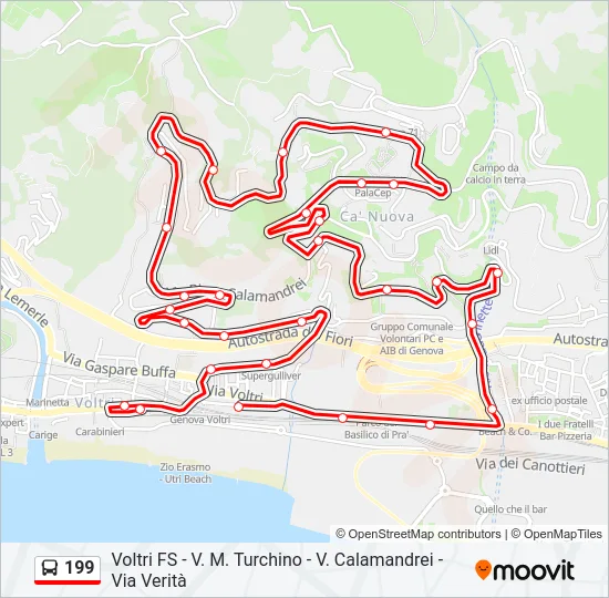 199 Bus Line Map