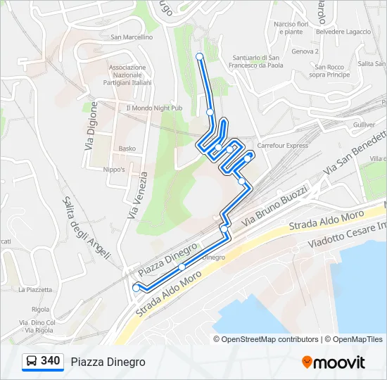 340 Bus Line Map