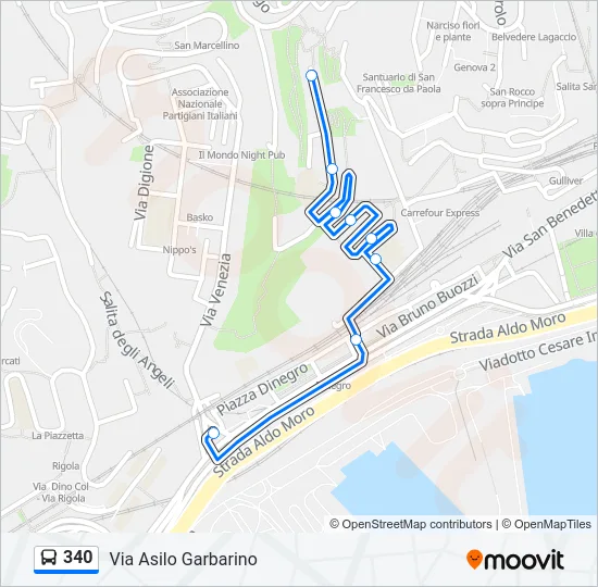 340 Bus Line Map