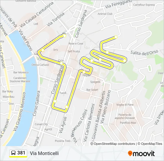 381 Bus Line Map