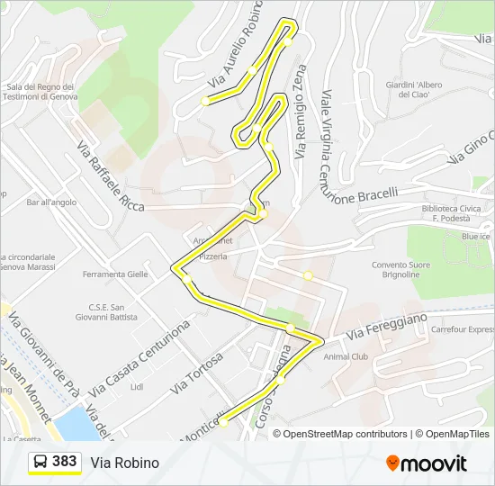 383 Bus Line Map