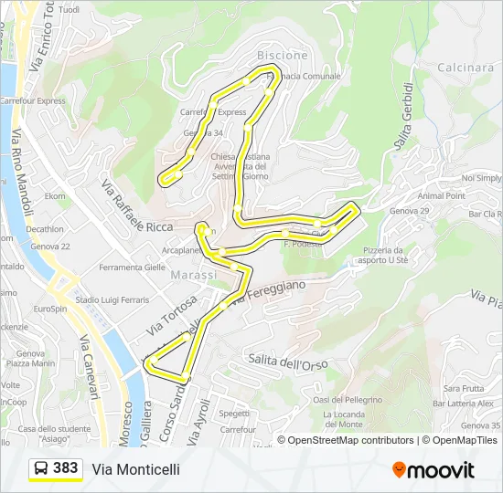 383 Bus Line Map