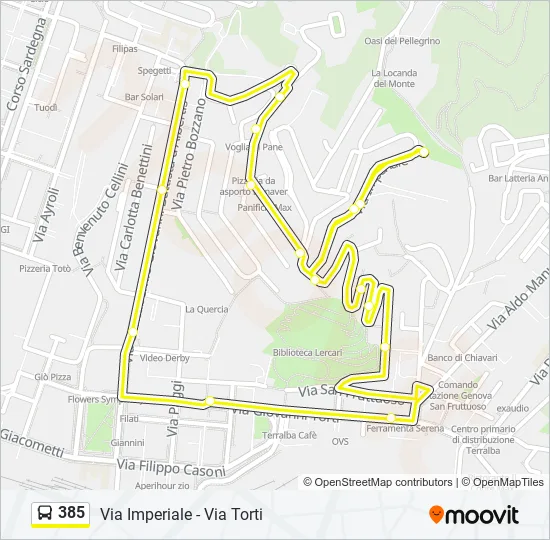 385 Bus Line Map