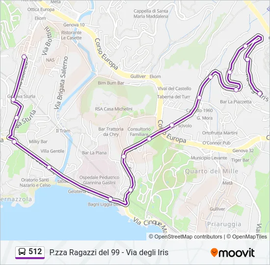 512 Bus Line Map
