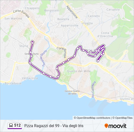 Percorso linea bus 512