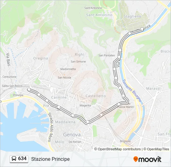 634 Bus Line Map