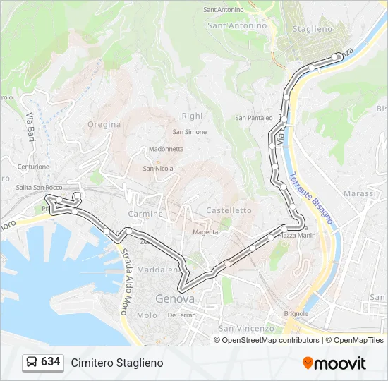 634 Bus Line Map