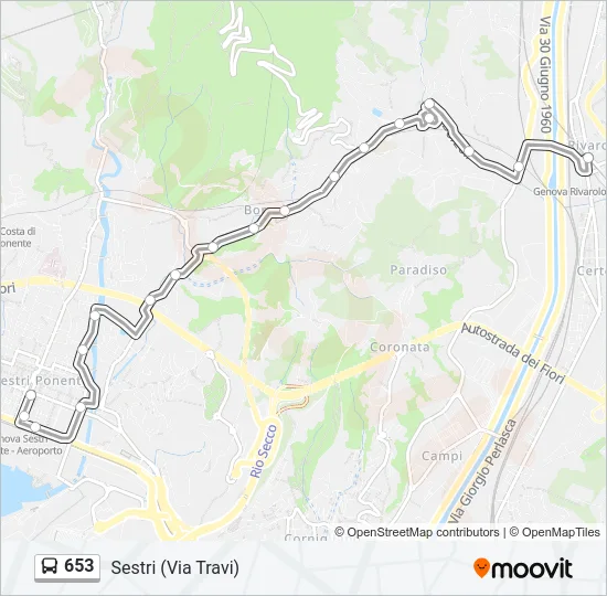653 Bus Line Map