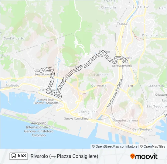 653 Bus Line Map
