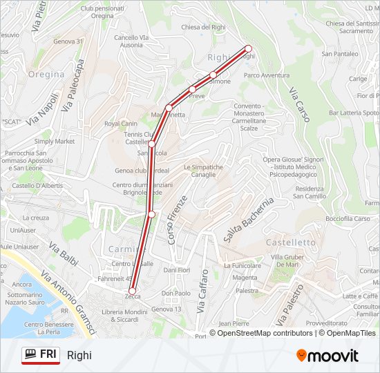 Percorso linea funicolare FRI