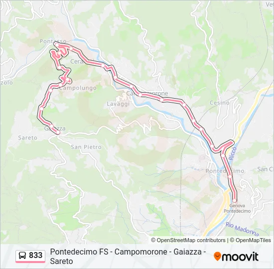 833 Bus Line Map