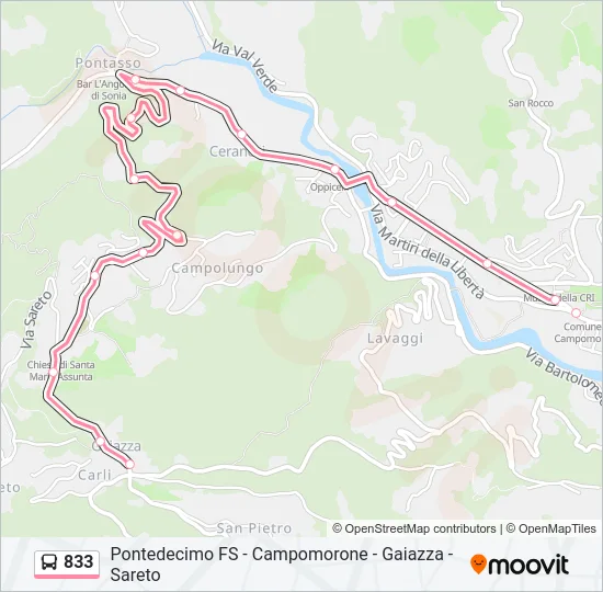 833 Bus Line Map