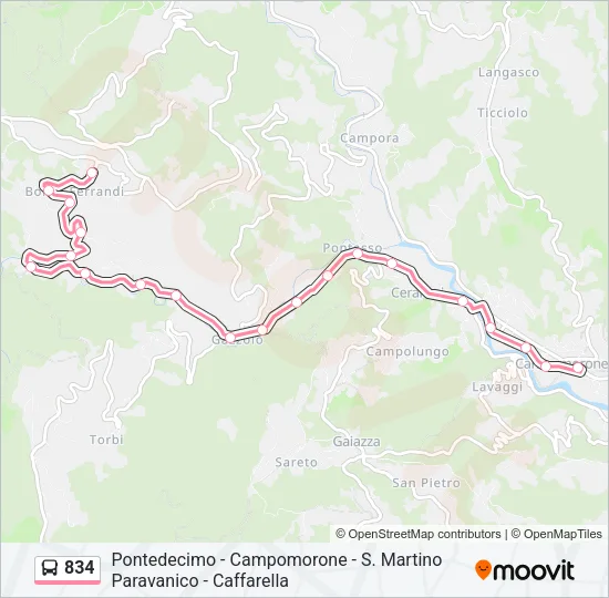 834 Bus Line Map