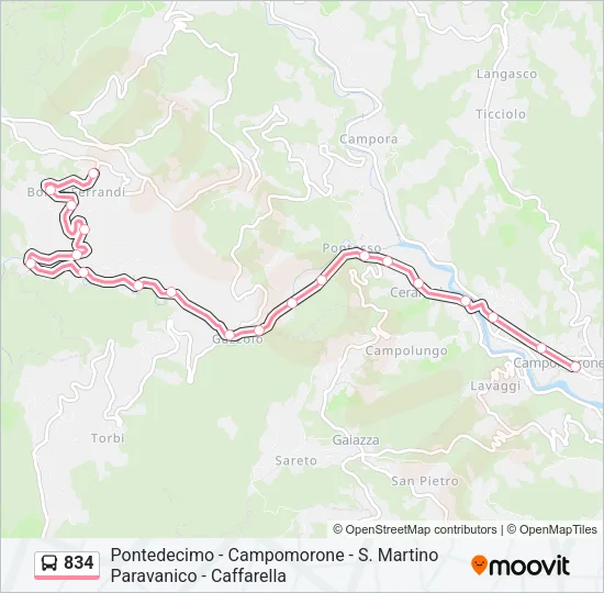 834 Bus Line Map
